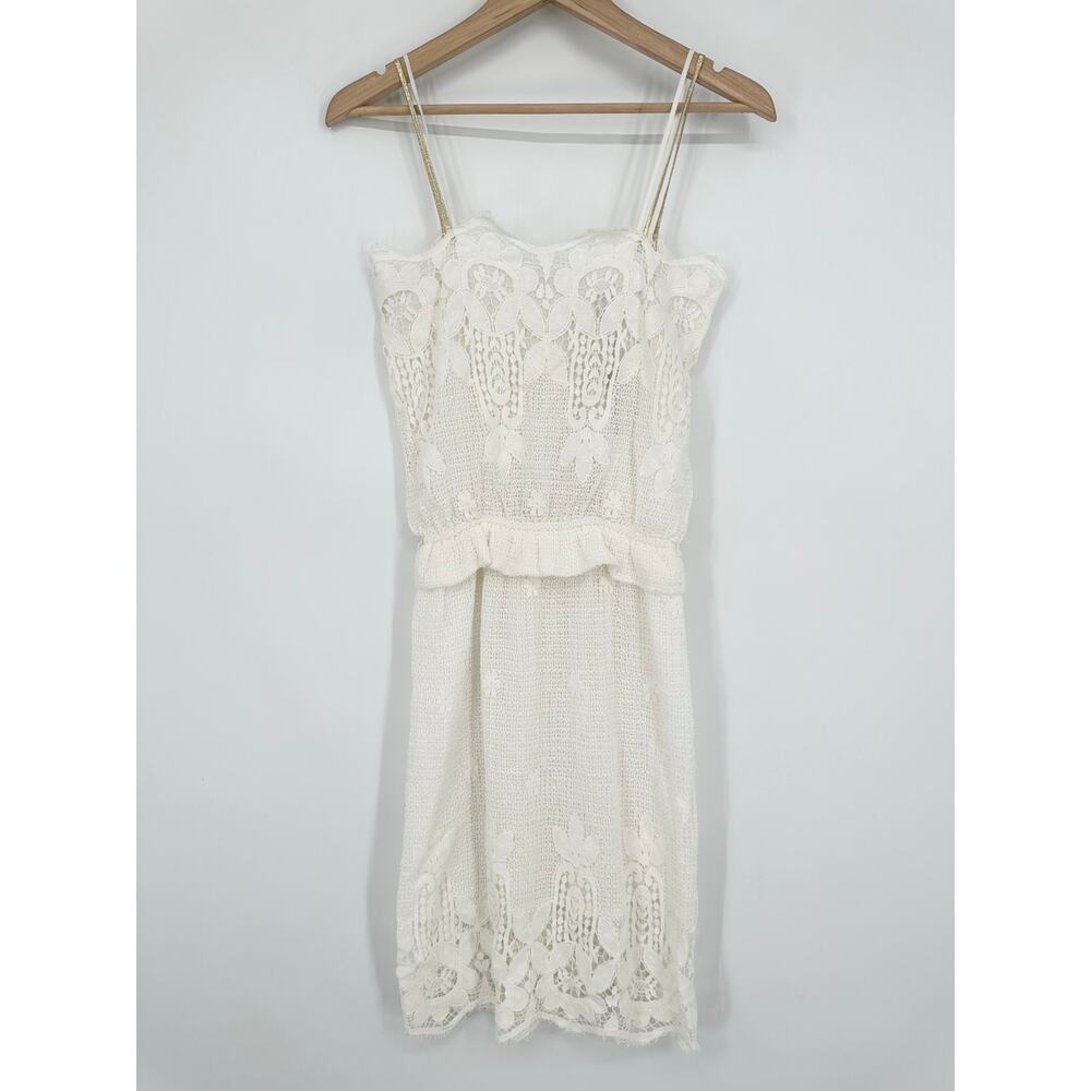 Miguelina Stella Scallop Lace Sheath Dress Floral Ruffle Knee Length Cottagecore - Picture 3 of 10
